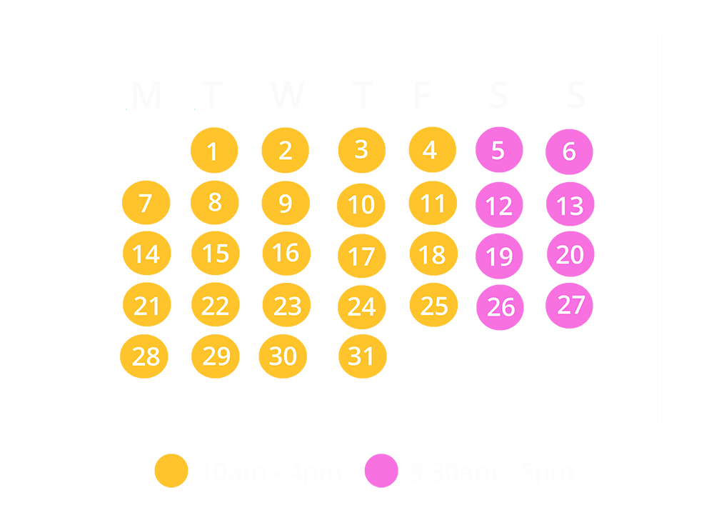 december opening times