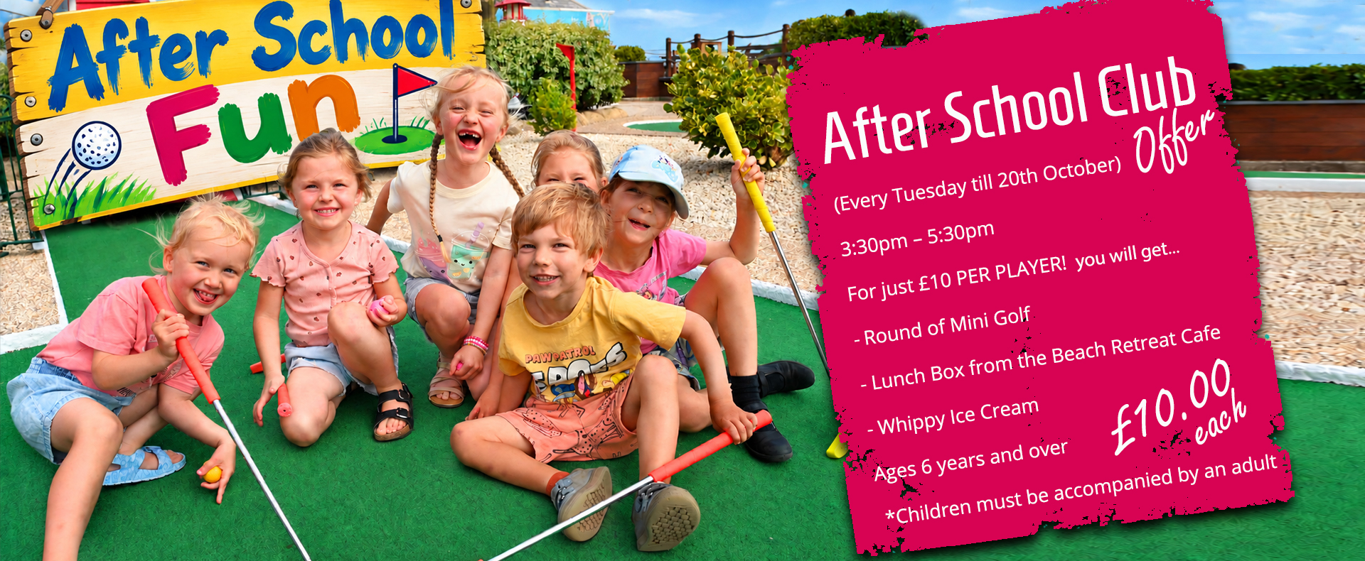 after school club offer available at hastings adventure golf